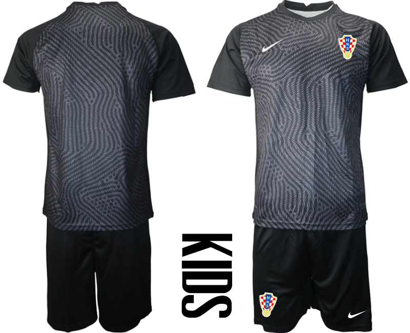 Youth 2021 European Cup Croatia black goalkeeper Soccer Jersey->croatia jersey->Soccer Country Jersey
